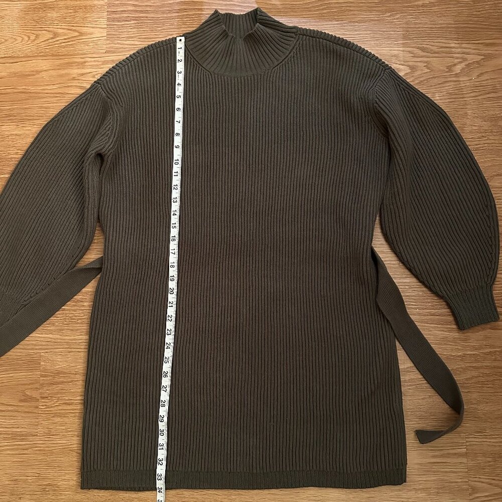Maeve for Anthropologie Olive Green Ribbed Knit Belted Sweater Dress - Picture 4 of 11